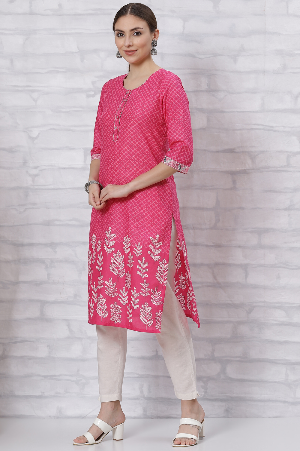 Pink Straight Kurta image number 0